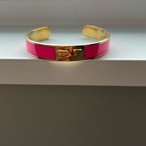 Vineyard Vines pink enamel signature whale bracelet cuff